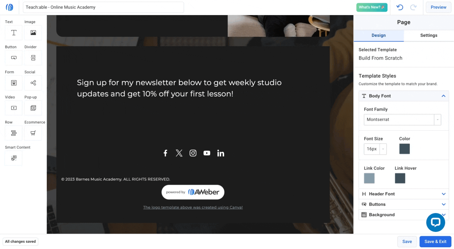 Add Form Element to landing page