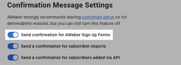Disable confirmation toggle