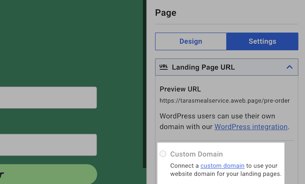 Custom Domain radio box