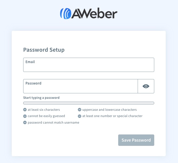 Password setup