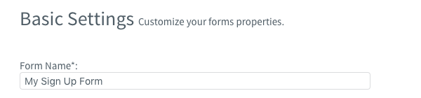 Name your form in the Form Name field