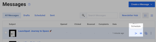 Click Schedule button to send out message