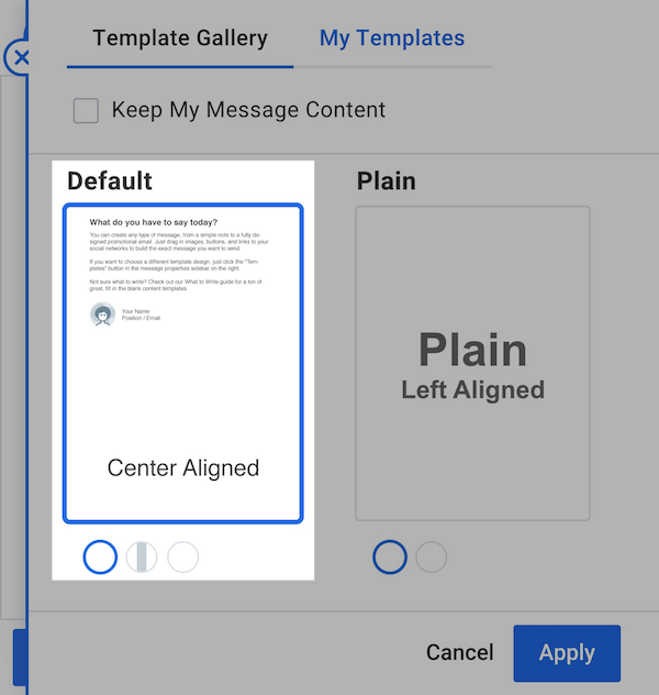 Choose a template and click apply