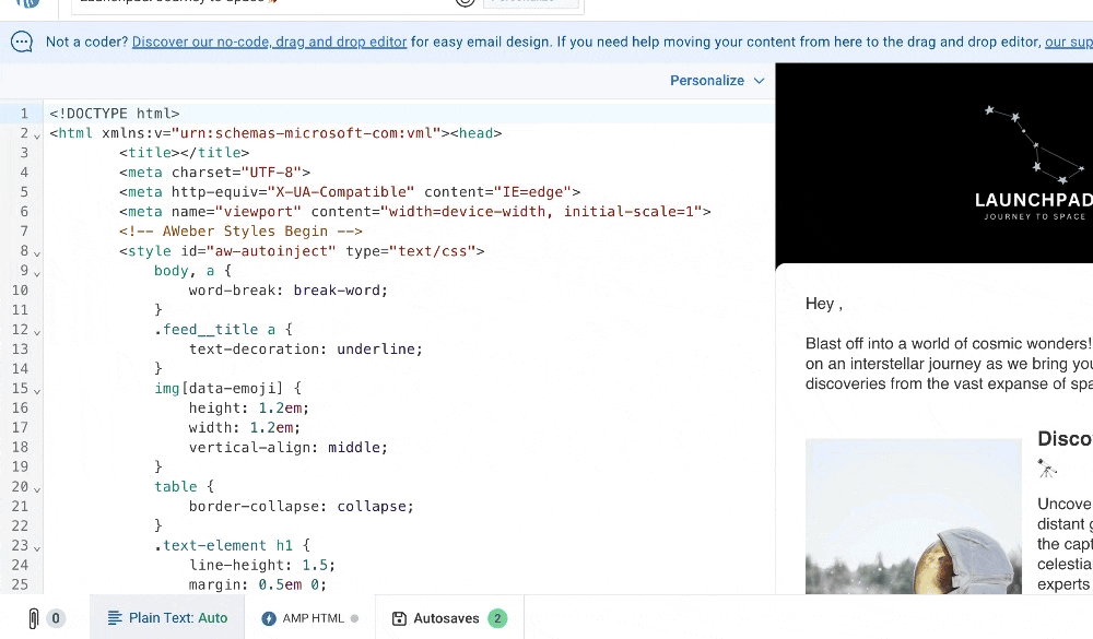 Plain Text version of HTML message