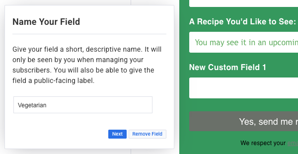 Next button on popup
